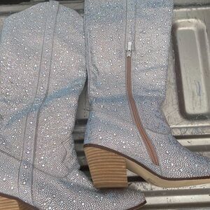 Women's Silver Rhinestone Boots